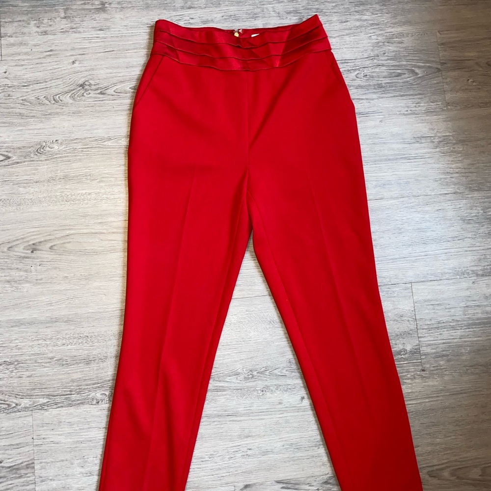 Red satin Calvin Klein pants